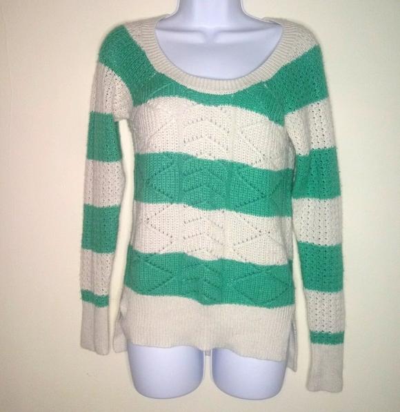 SO green and white striped knit sweater - Picture 14 of 14